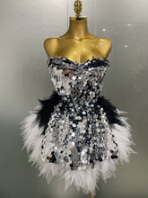 2025 New Stage Costume Women's Sparkly Sequin Mesh A Line Top Skirt 2 Pieces Set Nightclub Party Birthday Dress Photo Shoot Wear